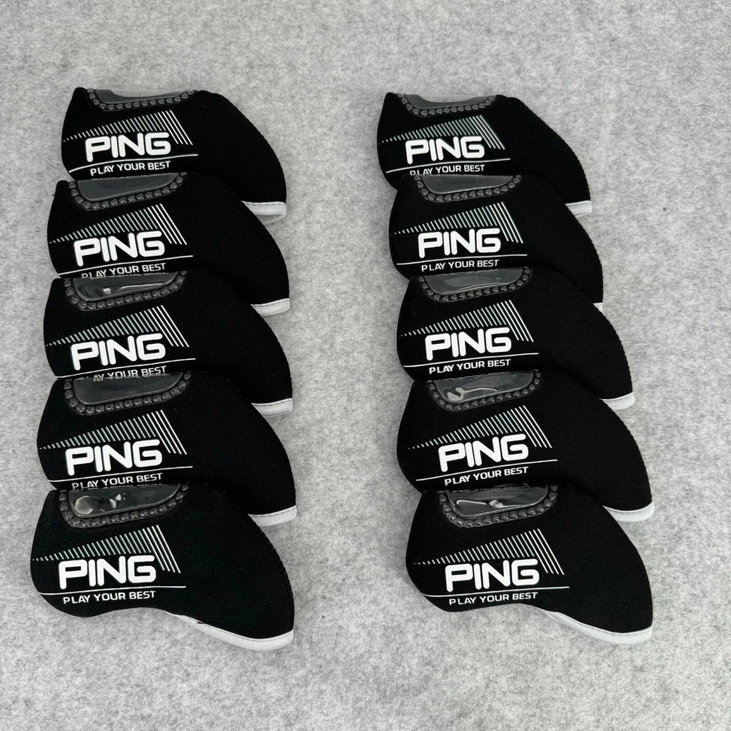 10Pcs Ping Window Classic Style Golf Club Iron Head Cover Black