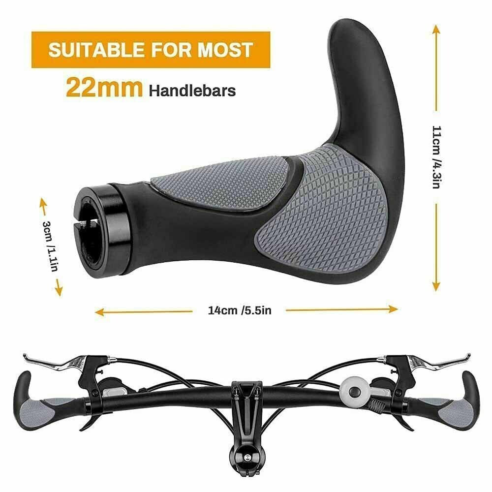 2PCS Ergonomic Rubber Bar End Handlebar Grips Cycling Bicycle MTB Mountain Bike