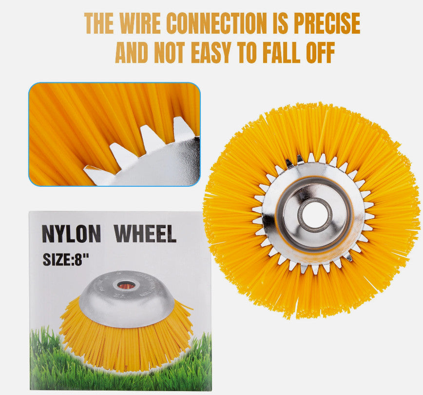 8 Inch Lawn Grass Strimmer Head Trimmer Brush Solid Nylon Wire Wheel Garden Weed