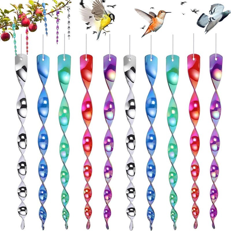 10Pcs Bird Repellent Rods | Reflective Spiral Scare Pigeon Deterrent Garden Wind