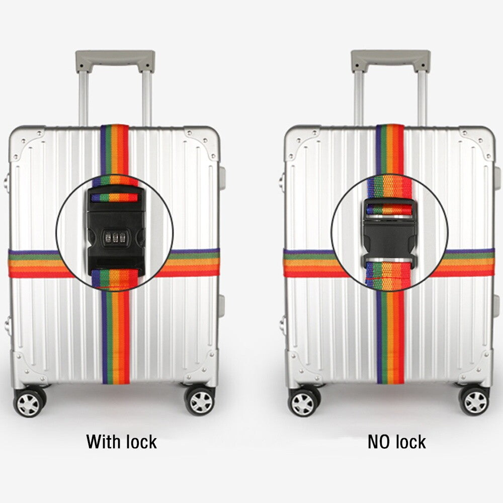 2X Adjustable Coded lock Cross Luggage Belt Strong Extra Safety Travel Straps