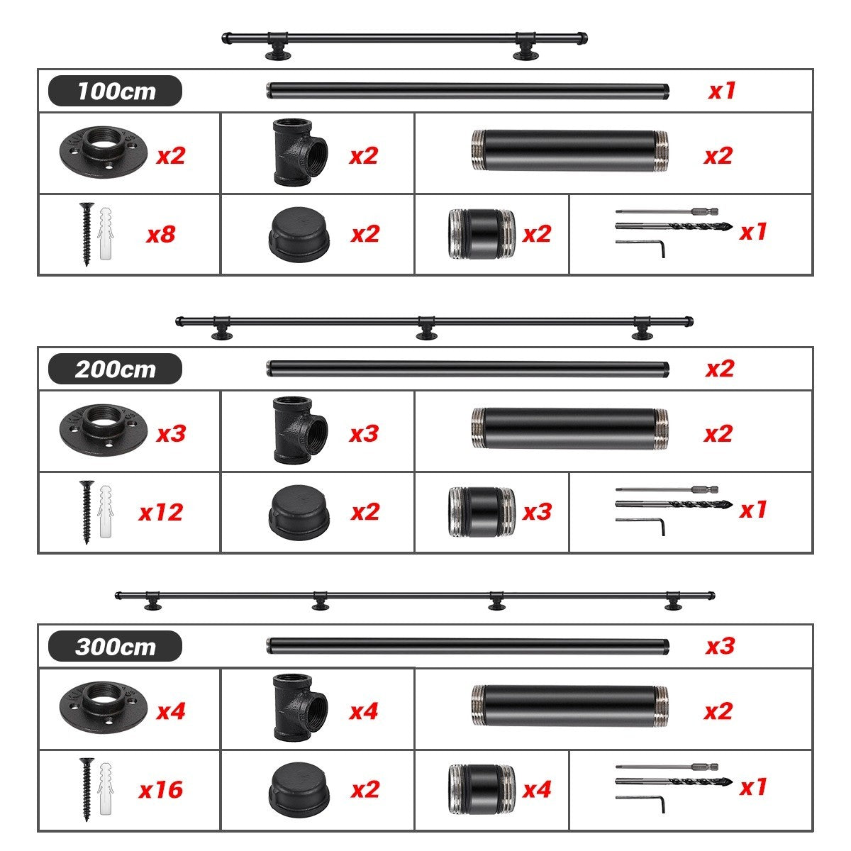 Industrial Pipe Stair Handrail Wall Mounted Grab Rail Staircase Banister Support