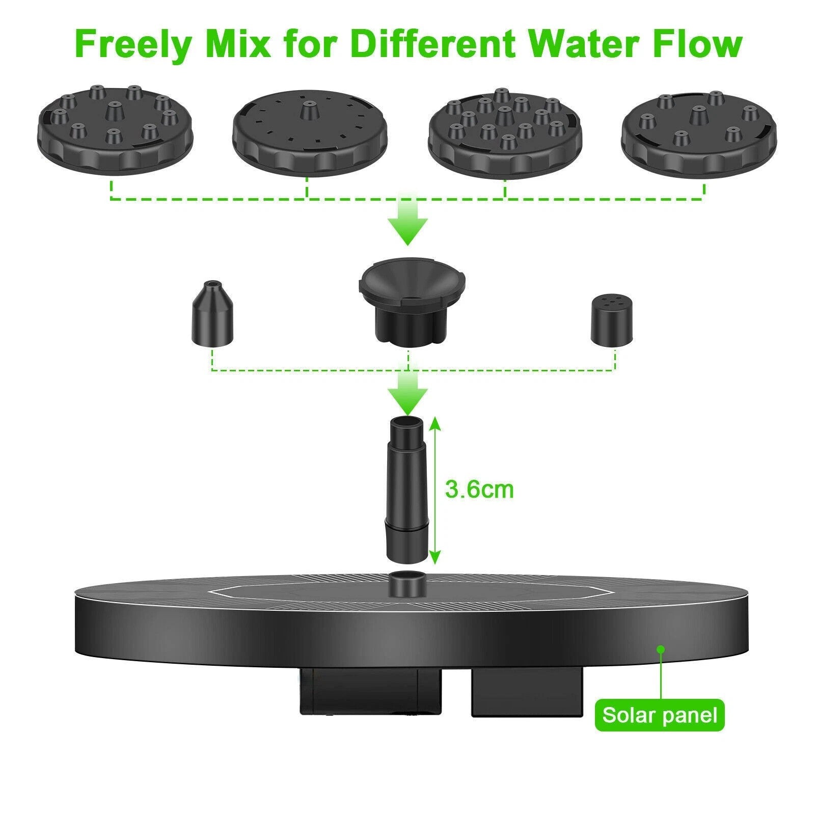 Solar Powered Floating Pump Water Fountain Bird Bath Pond Pool Garden Dccor UK