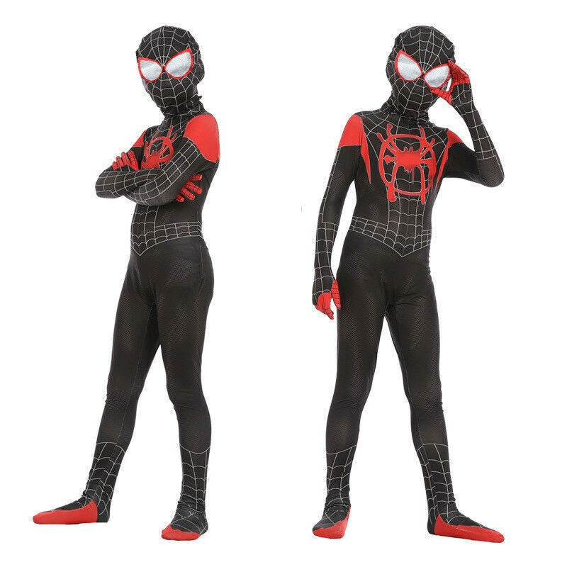 Miles Morales Spiderman Costume Men Boys Into Spider-Verse Cosplay Fancy Dress