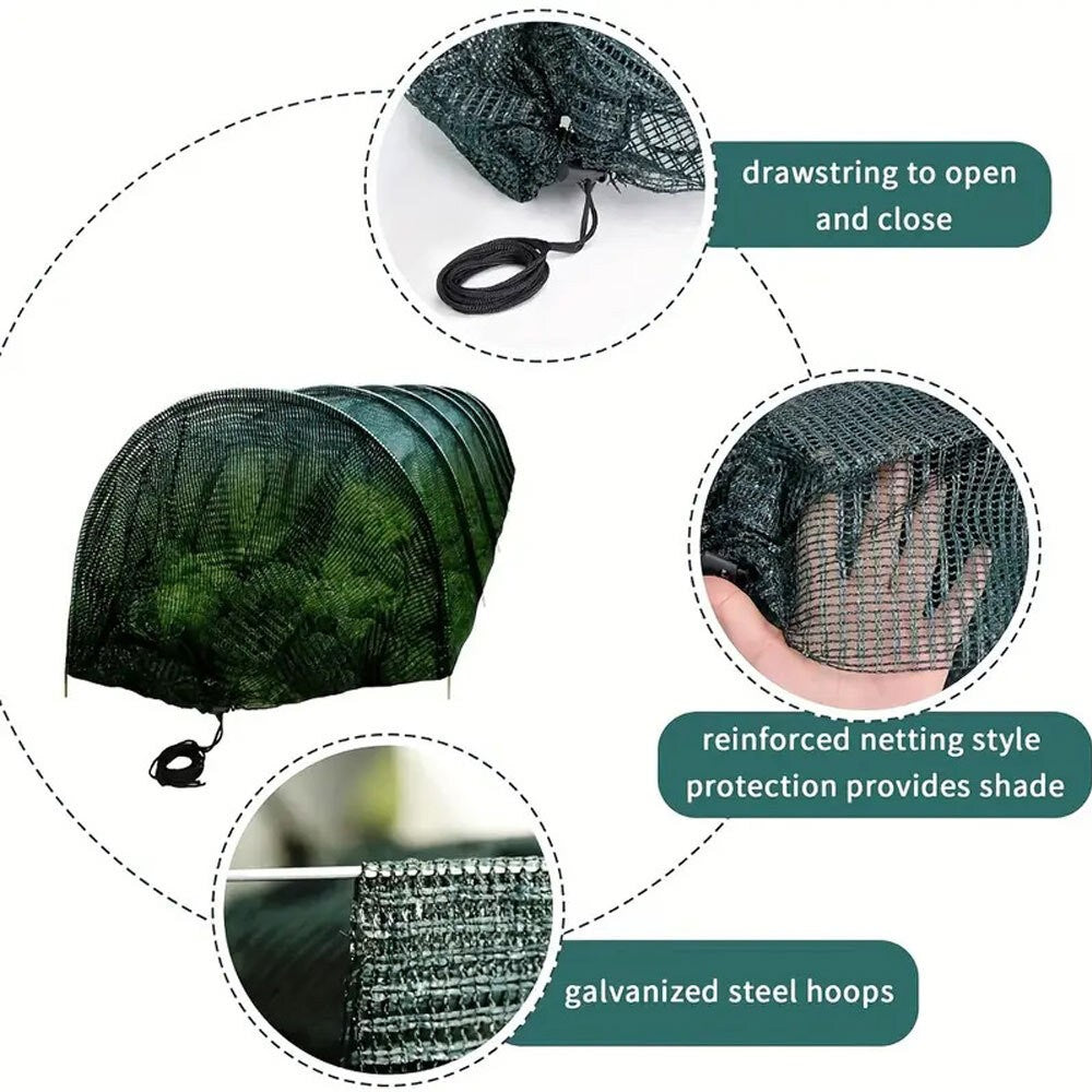 300*45CM Garden Tunnel Shade Net Cover Cloche Hoops for Vegetable Plant Growing