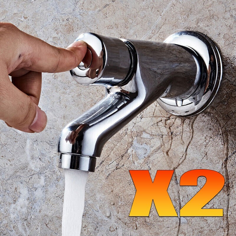 Wall Mounted Push Button Brass Cold Water Tap Bathroom Automatic Closing Faucet