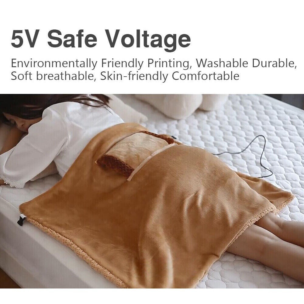 Large USB Electric Heated Blanket Warm Throw Poncho Wrap Blanket Shawl Portable