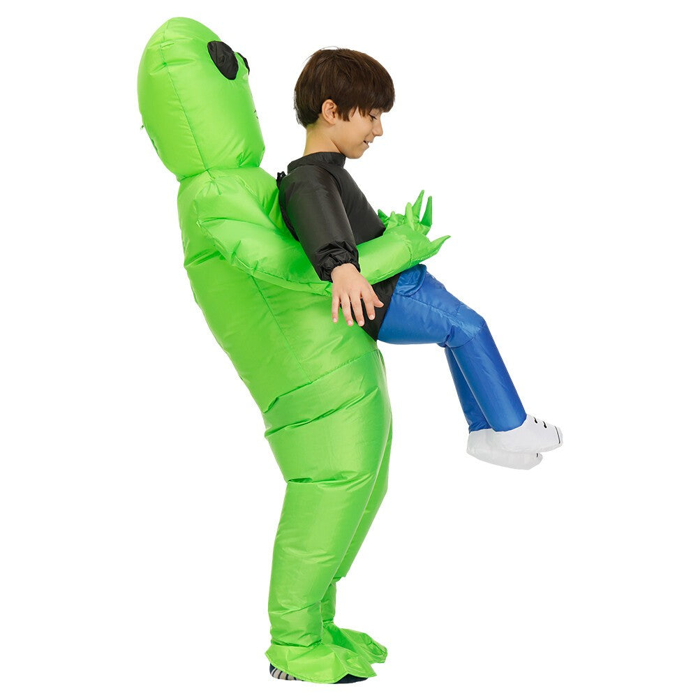 Green Alien Inflatable Monster Kids Halloween Costume Carrying Cosplay