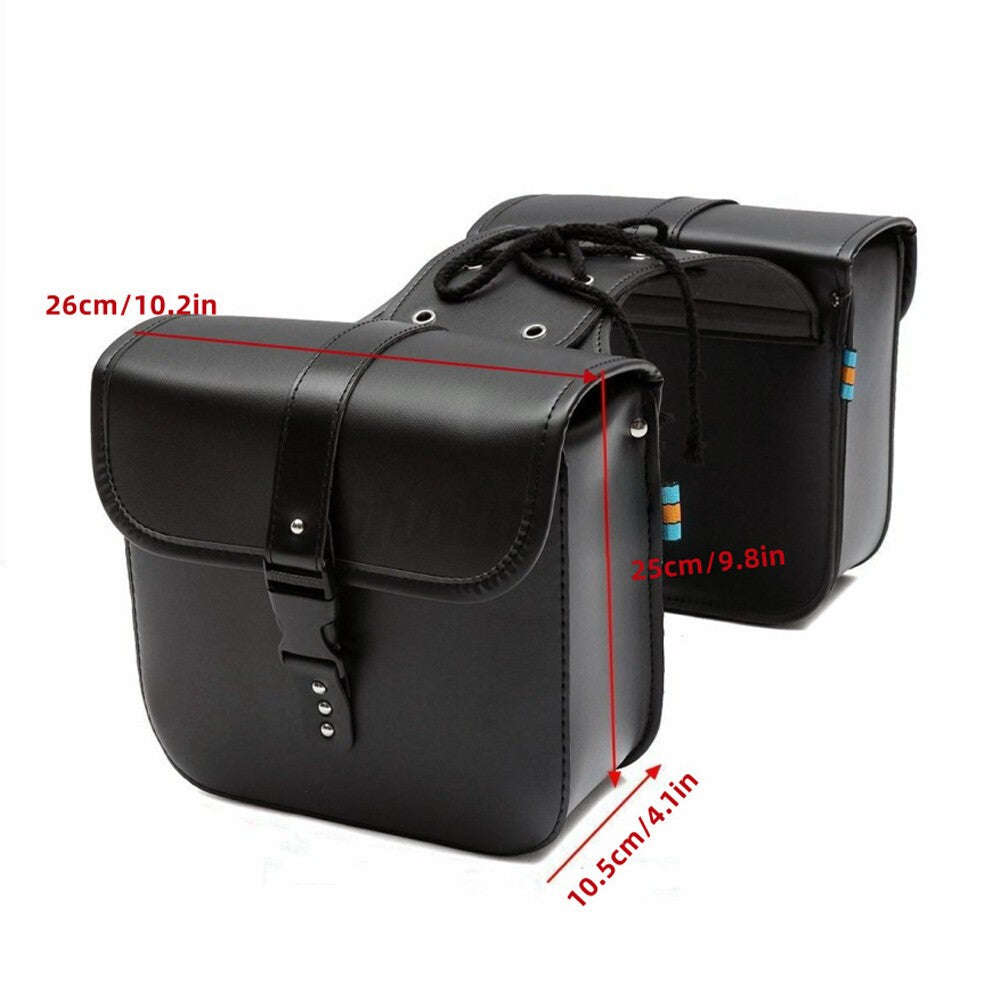 2x Motorbike Saddle Bags Luggage Pouch PU Leather Motorcycle Panniers Universal