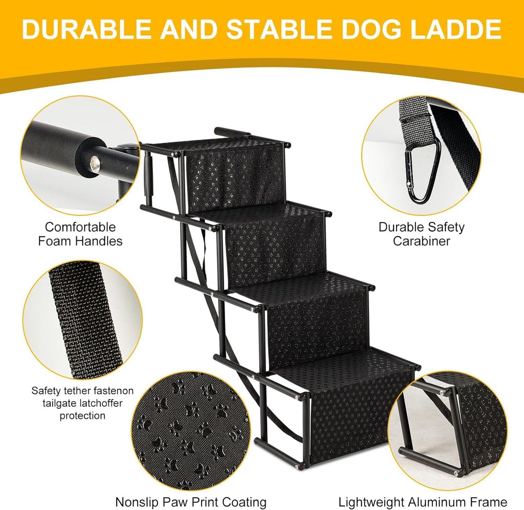 Portable Foldable Pet Dog Ramp Car Boot Access Steps Ladder Stairs Lightweight
