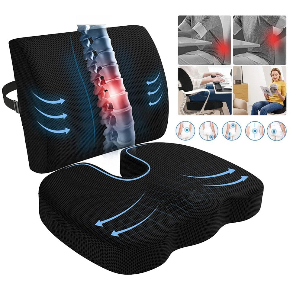 Lumbar Back Support Cushion Car Seat Pillow Memory Foam Pain Relief Office Chair