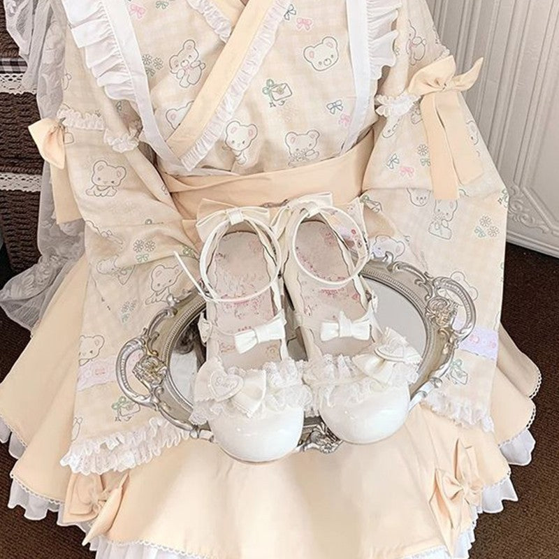35-40 Sweet Lolita Mary Jane Shoes Cute Round Toe Heel Comfort Casual Non-Slip