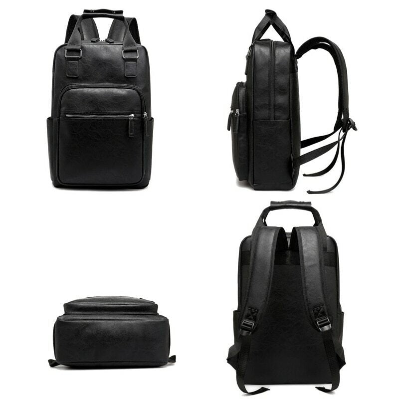 Men's Women's Backpack Laptop PU Leather Business Work Daypack UK Seller