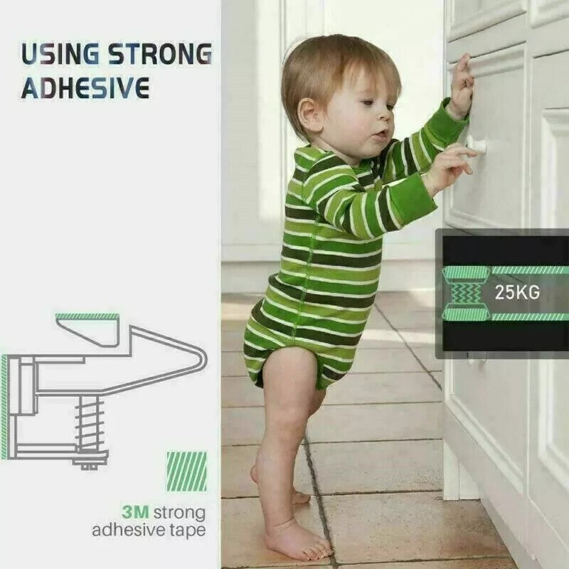 Kids 10pcs Safety Lock Protector Kitchen Cabinet Door Drawer Cupboard Catch
