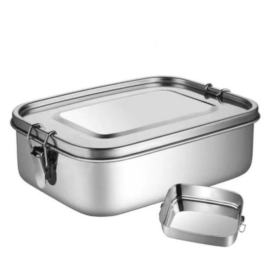 304 Stainless Steel Bento Box with Dividers Metal Lunch Food Storage Container