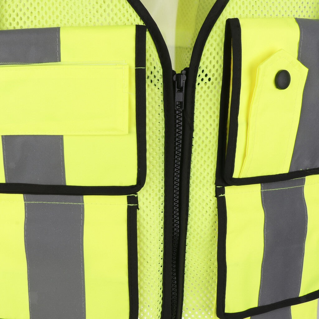 Hi Visibility Safety Work Vest Unisex - With Zipper and Multi Pocket - Hi Vis