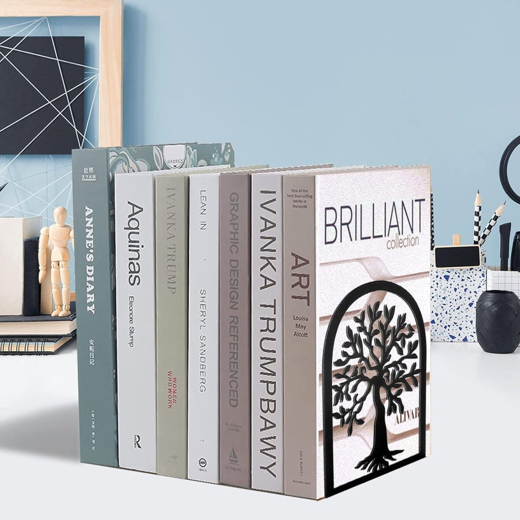 2 Pairs Decorative Heavy Duty Metal Bookends Book Ends 6.7'' Office Stationery