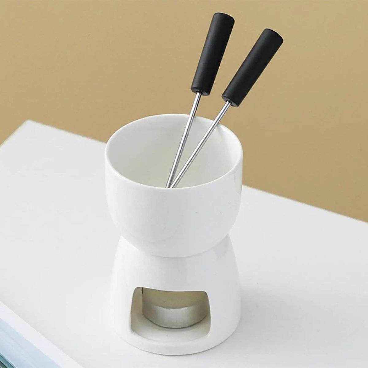 Chocolate Fondue Pot Tea Light Porcelain Melting Pot Ceramic Hot Pot Butter Warm