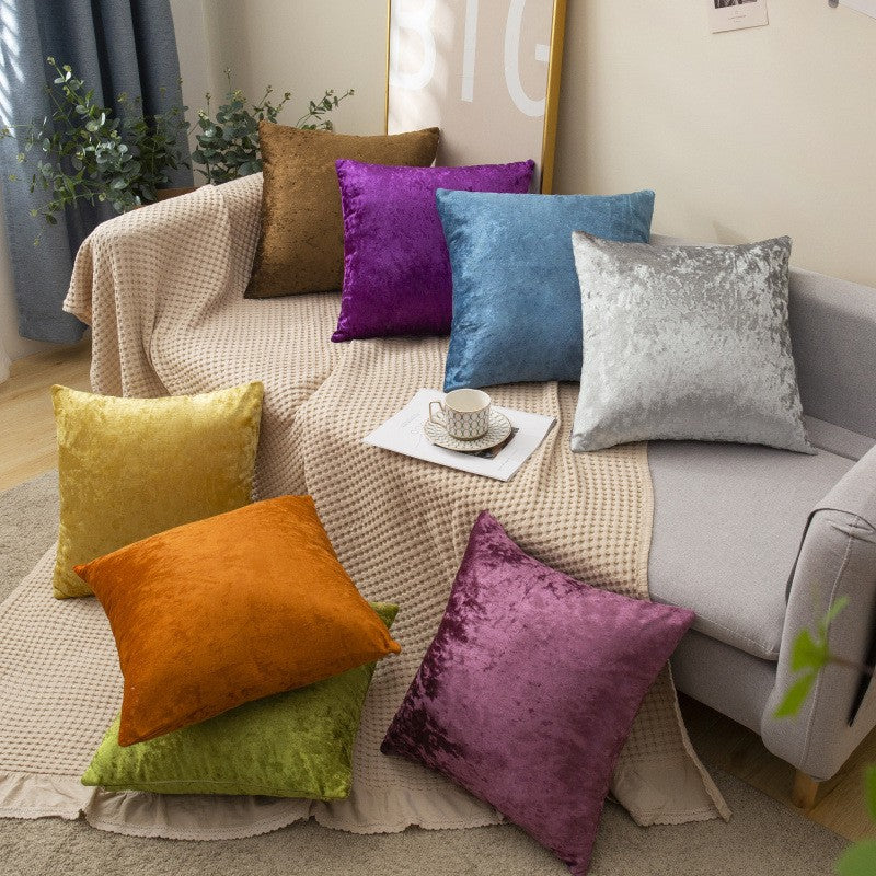 18" LARGE LUXURY CRUSHED + HOLLOWFIBRE PAD FILLED VELVET CUSHIONS SET UK
