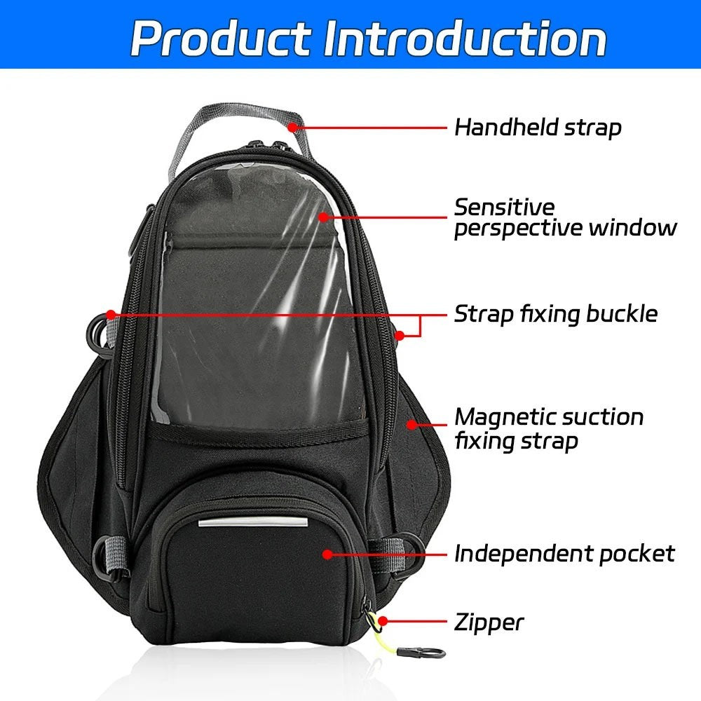Waterproof Motor Tank Bag Black Oil Fuel Tank Magnetic Motorbike Motorcycle Bag
