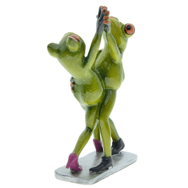 Couple Frog Figurines Decor Resin Animal Dancer Frog Statue Desktop Ornaments.*