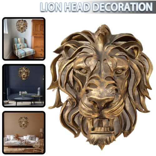 Lion Head Wall Mounted Art Sculpture Farmhouse 3D Hollow Out Hanging E