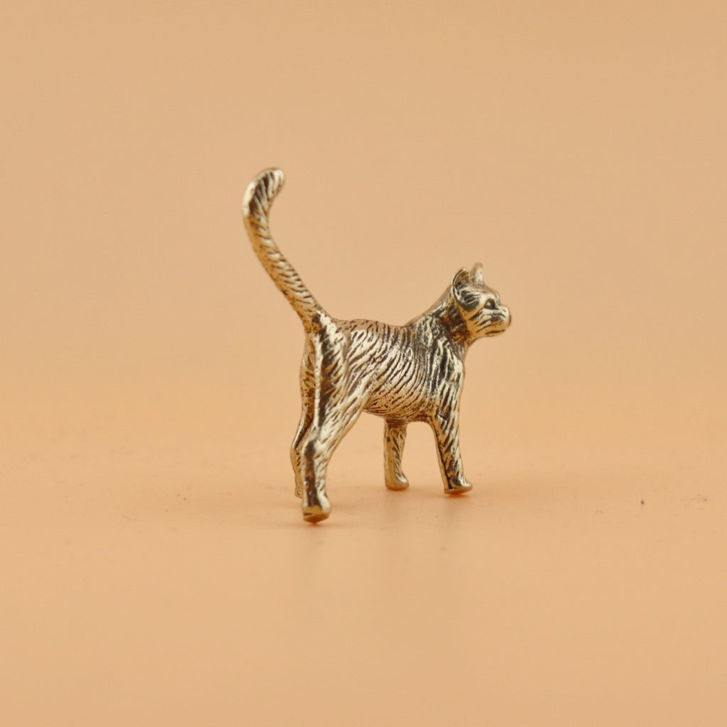 Creative Little Cat Long-Tailed Cat Antique Bronze Desktop Copper Sculpture...