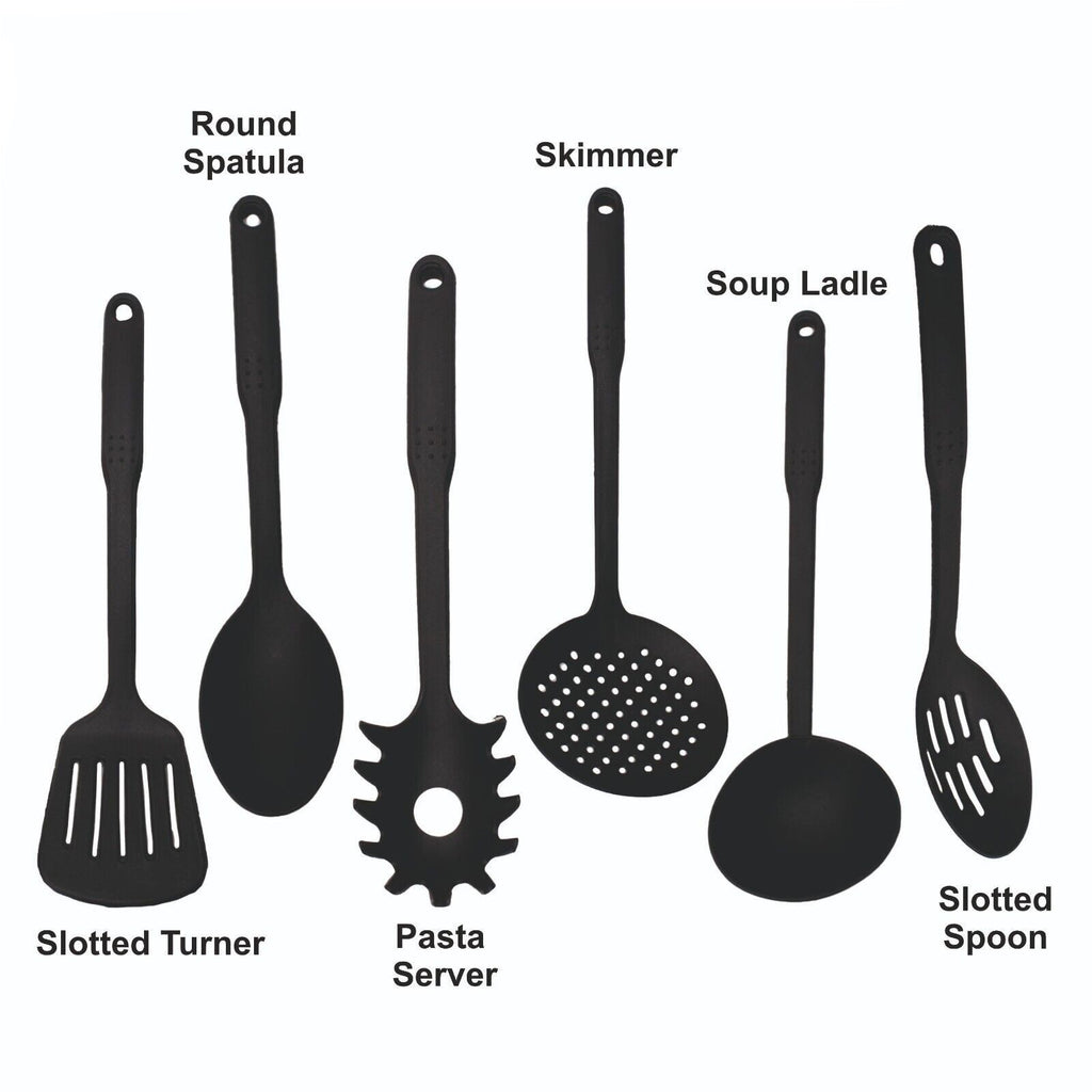 6PC NYLON KITCHEN UTENSIL SET CAMPING FOOD NON STICK BLACK