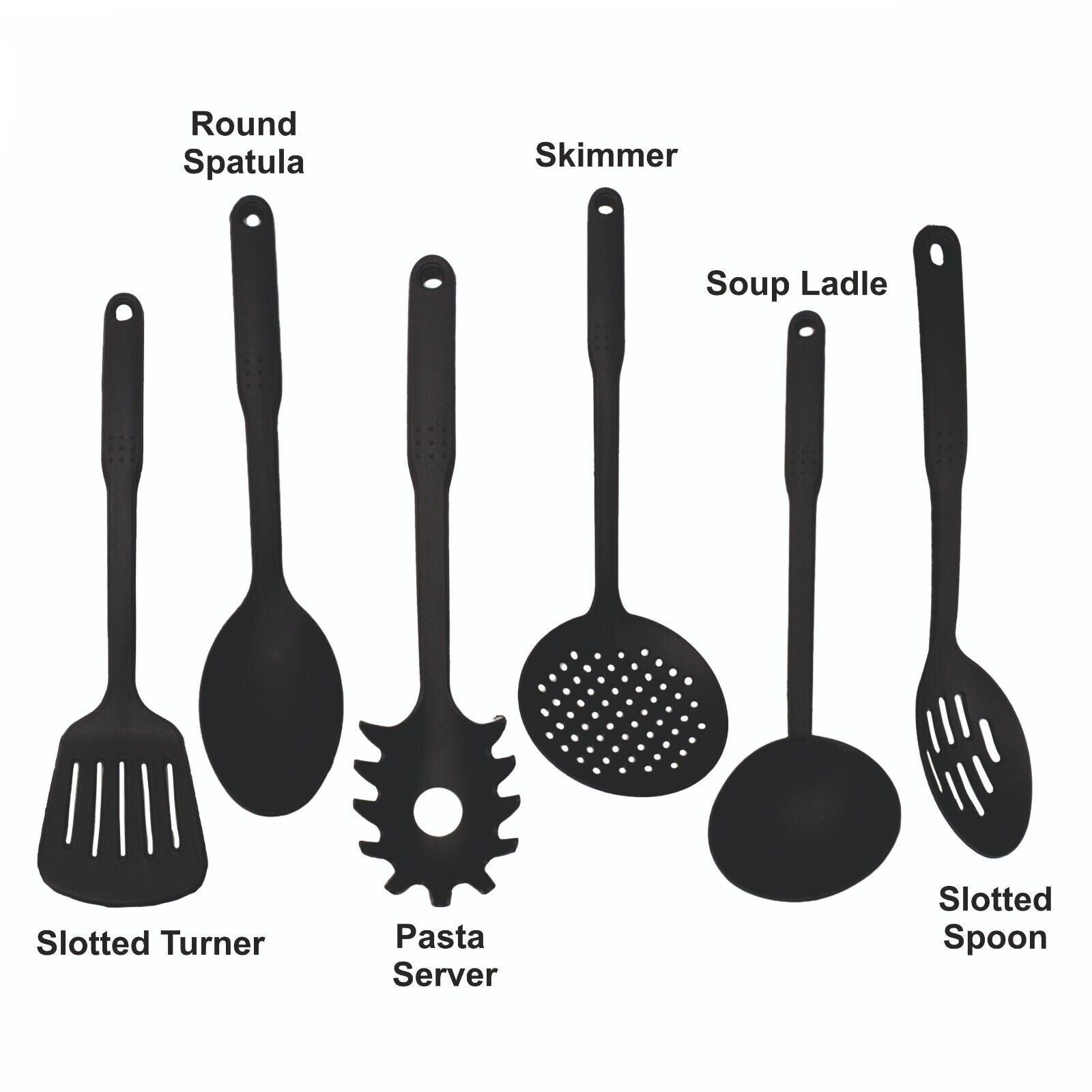 6PC NYLON KITCHEN UTENSIL SET CAMPING FOOD NON STICK BLACK