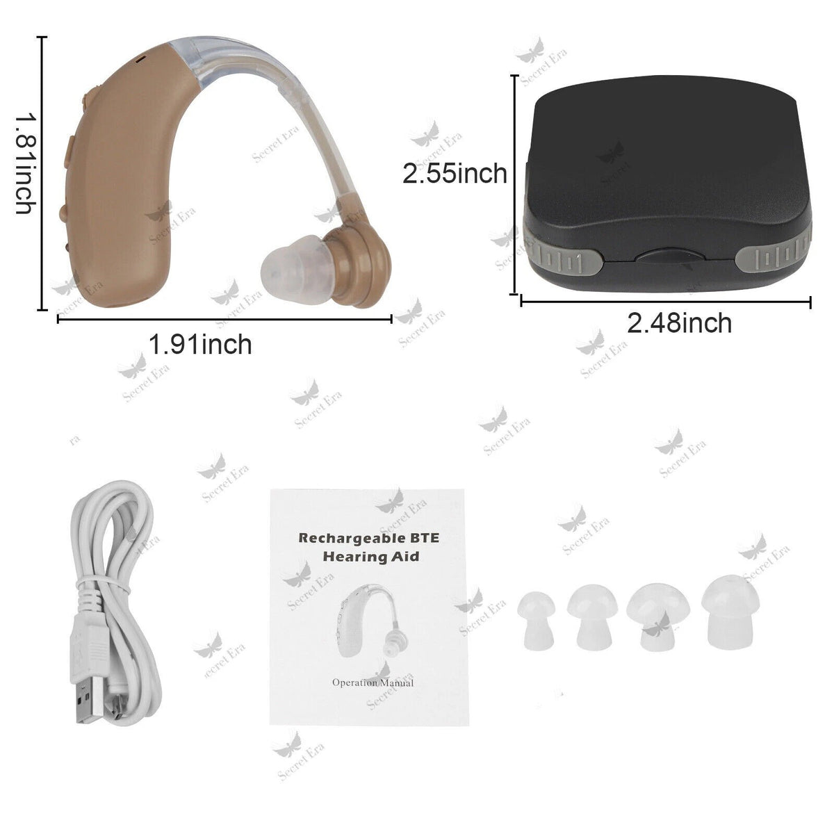 Digital Hearing Aid Severe Loss Rechargeable Invisible BTE Ear Aids High-Power