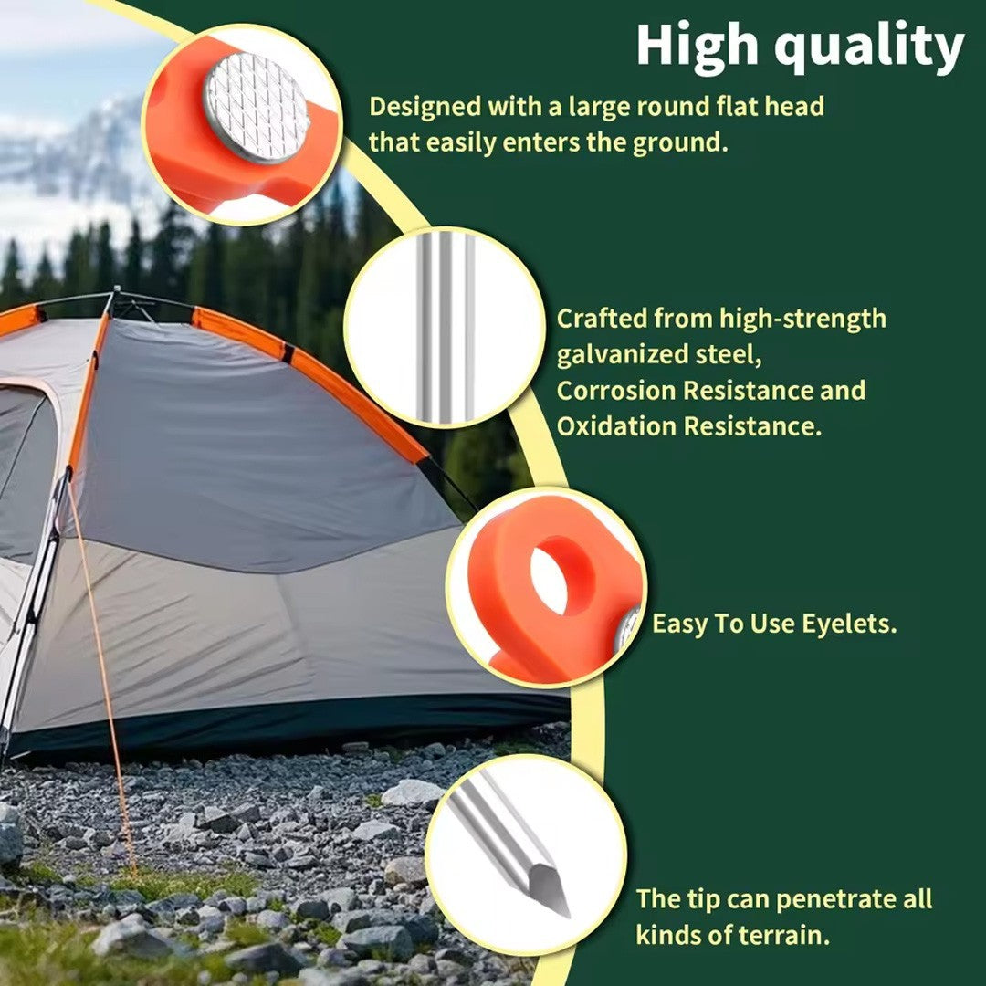 20 x Heavy Duty Hard Ground 25cm Rock Peg Hook Top Camping Awning Tent UK