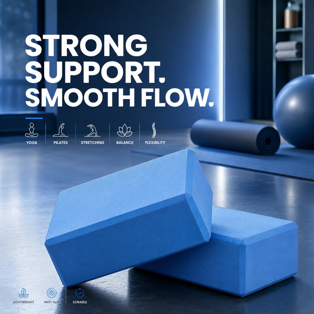 Yoga Gym Blocks Brick Foam Pair Exercise Training Pilates Meditation Anti Slip