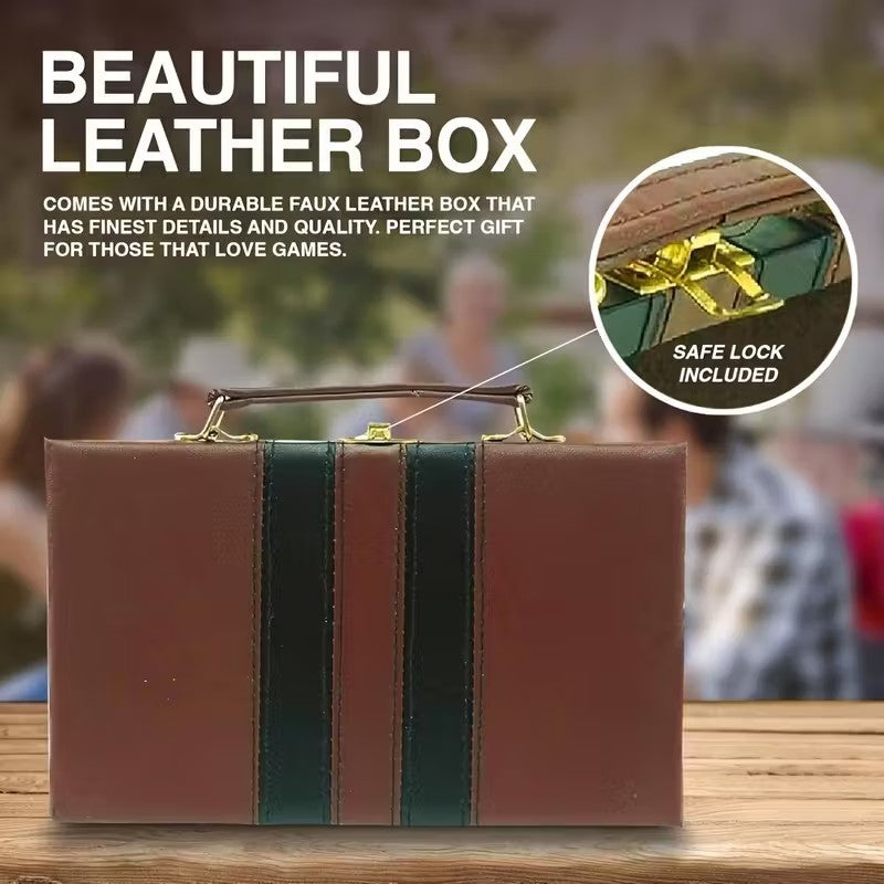 28pcs Creative Multiplayer Large Domino Game High-Quality In Faux Leather Case