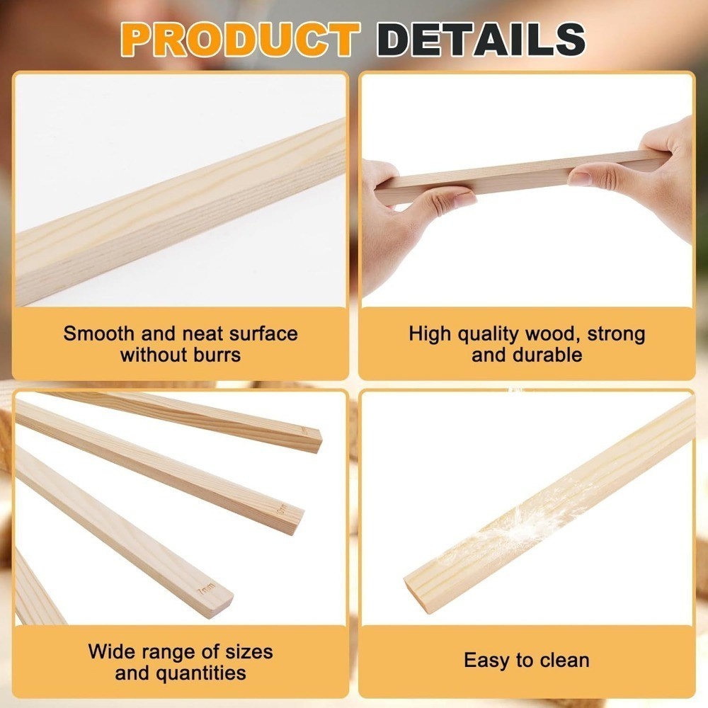 8Pcs Wooden Rolling Pin Guides Clay Roller Rails Pottery Ceramic Making Tools