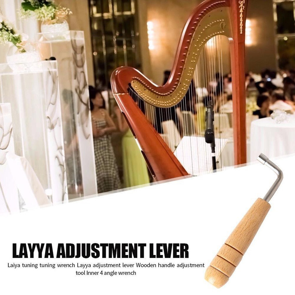 Lyre Harp Tuning Wrench Tuner Lever Lyre Tuner Adjustment Tool Wooden Handle
