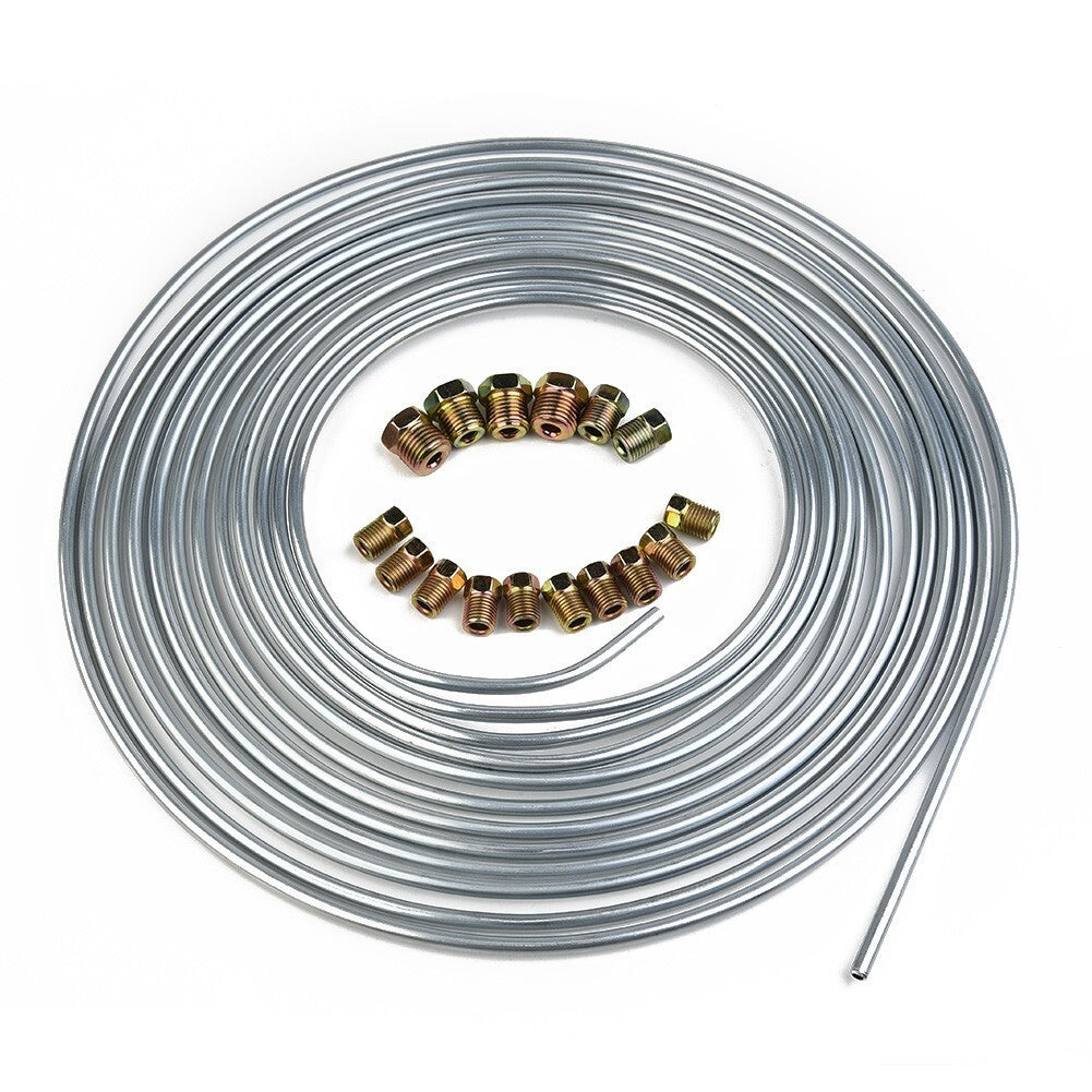 Silver Steel Nickel Kunifer Brake Line Pipe 25ft Roll 3/16'' Metric Fitting UK
