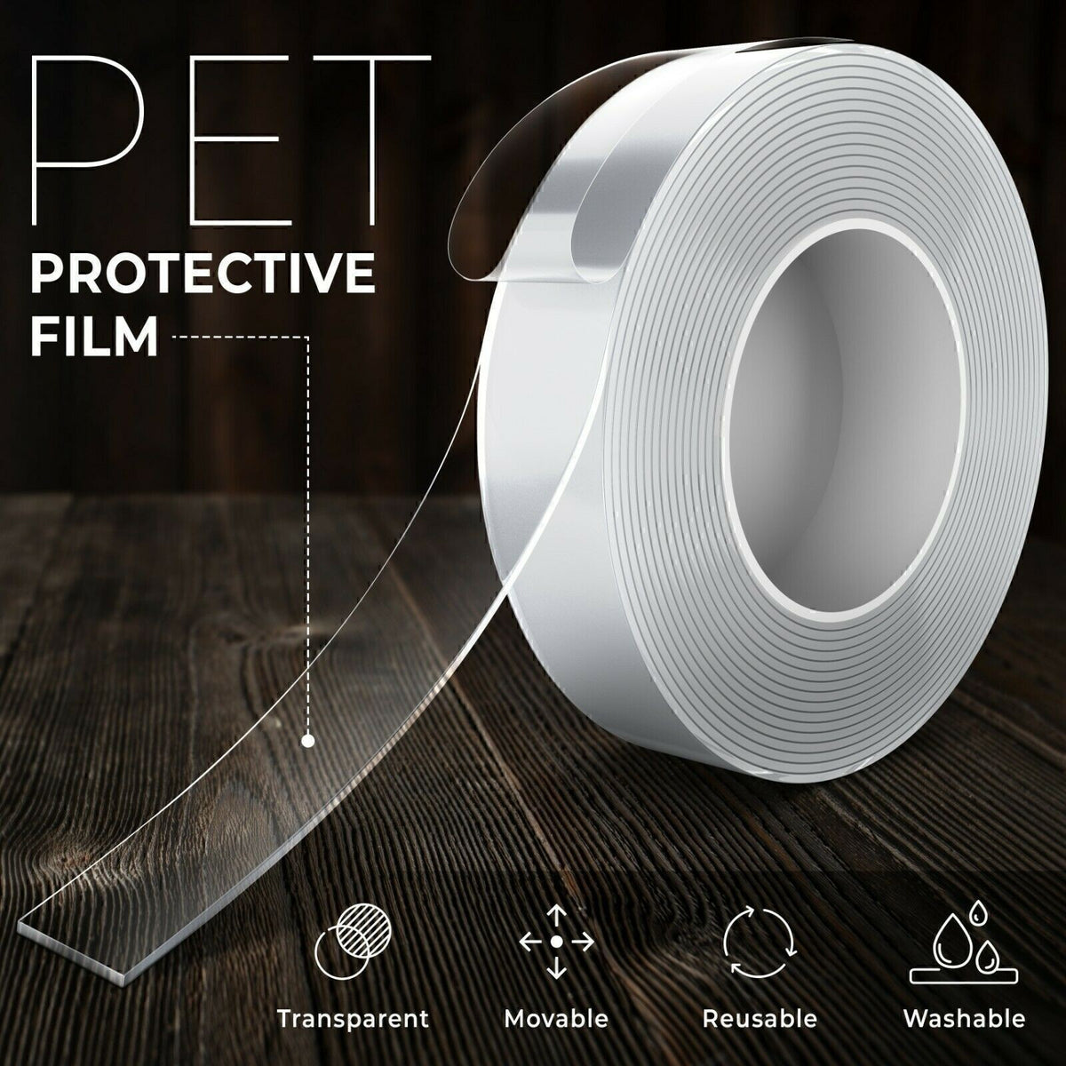 Nano Double Sided Tape Heavy Duty Strong Stick Mounting Gel Tape Poster Adhesive