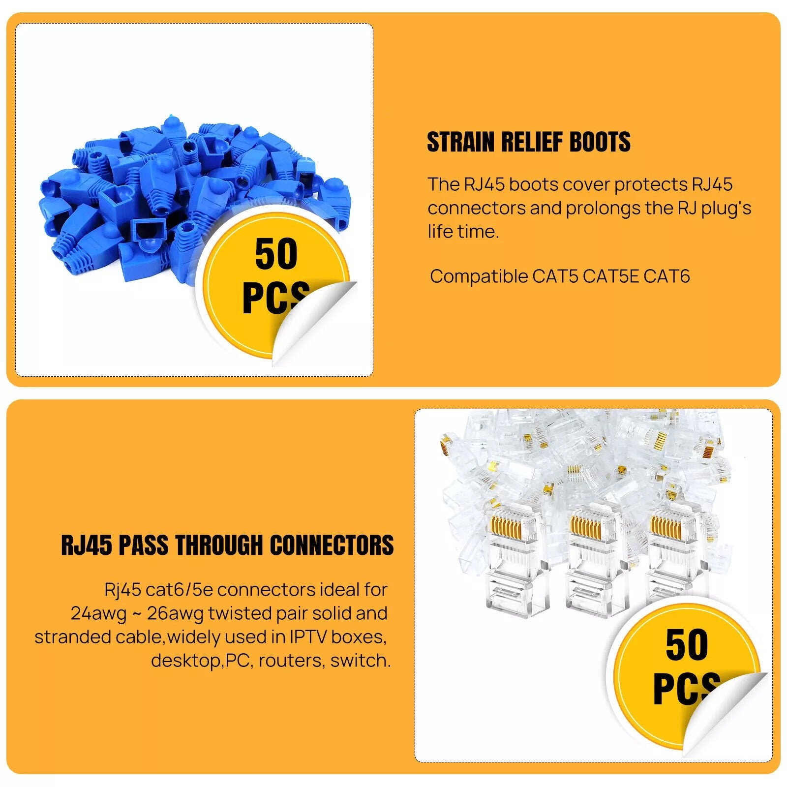 RJ45 Pass Through PRO EZ Crimping Tool Crimper CAT 5 5E 6 Connector Mega Kit UK
