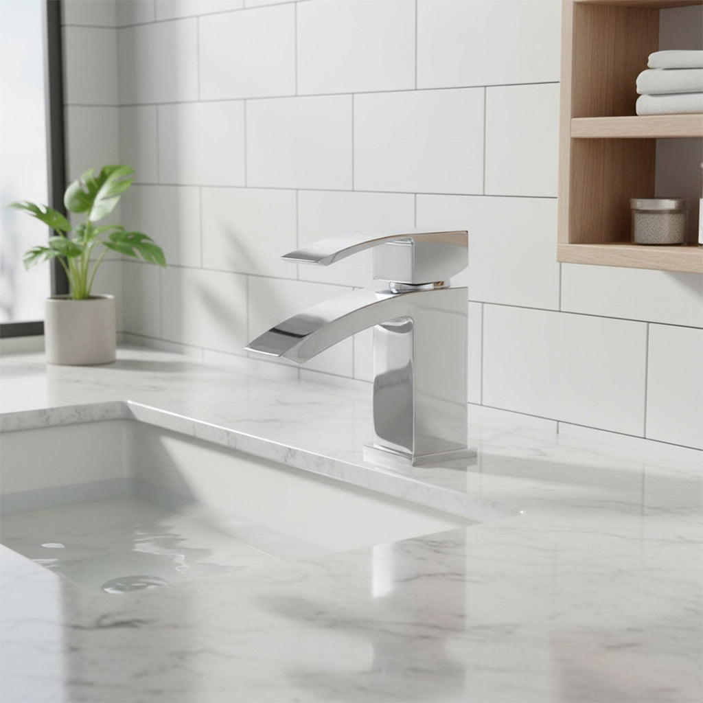 Waterfall Bathroom Sink Tap Cloakroom Basin Mixer Chrome Mono Faucet + Waste Set