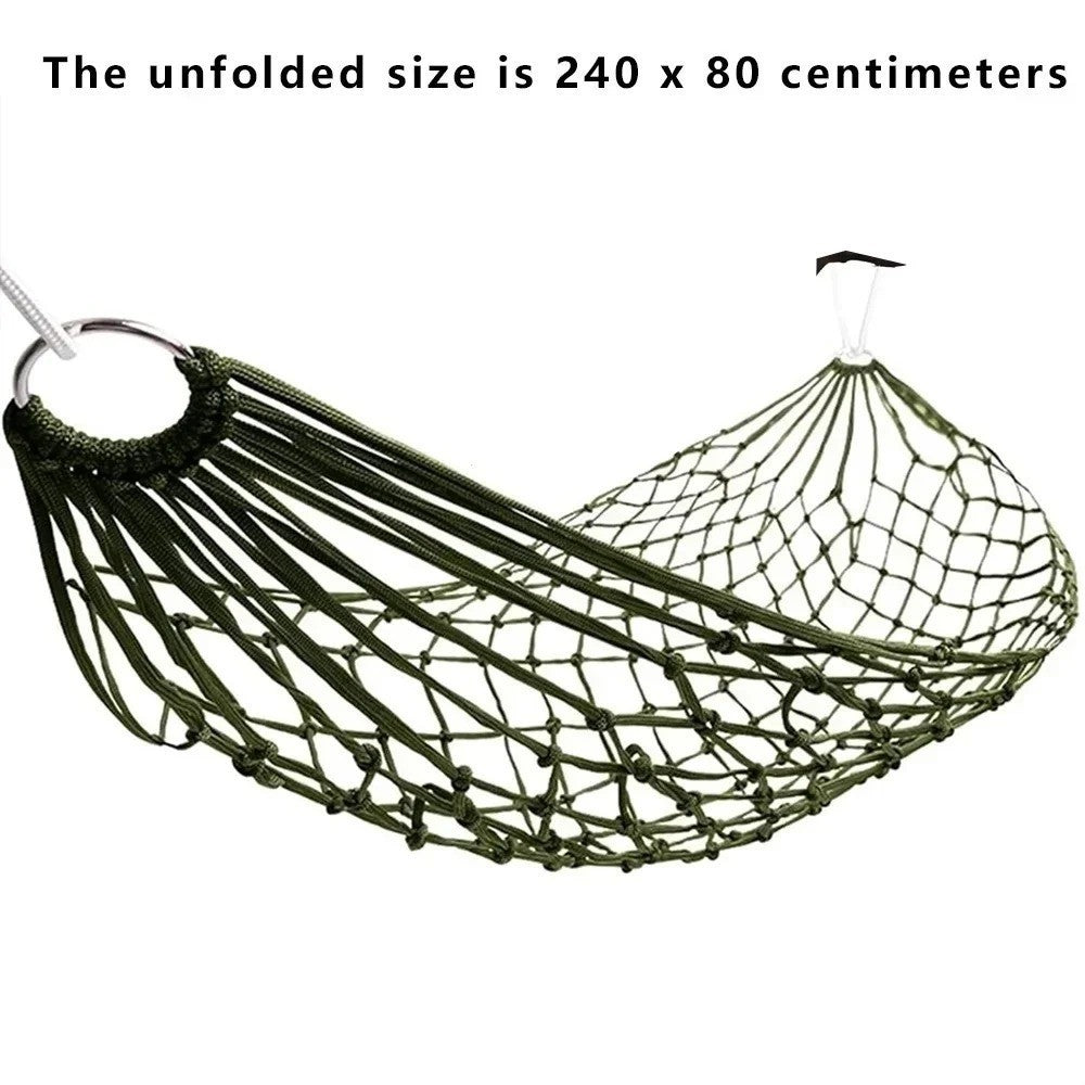 Nylon Rope Hammock Outdoor Sleeping Net Bed Portable Camping Garden Beach Yard