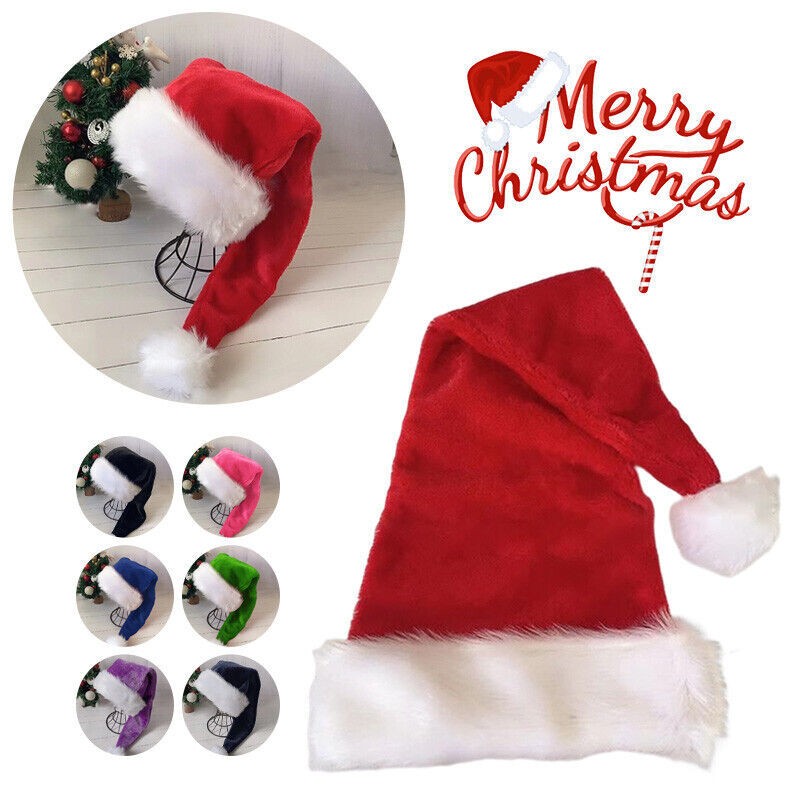 Plush Long Claus Cap New Christmas Hat Pompom Adult Long Santa Costume Xmas