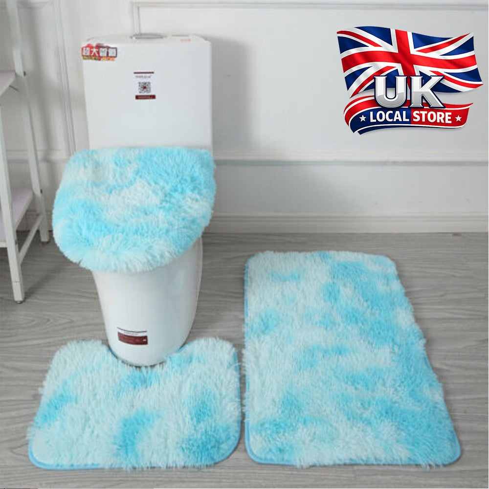 3-Piece Bathroom Bath Mat Contour Rug Set with Toilet Lid Cover #6