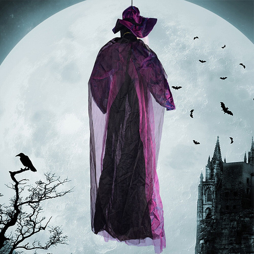 Life Size Witch with LED Eyes and Spooky Sounds Battery Powered for Garden Yard