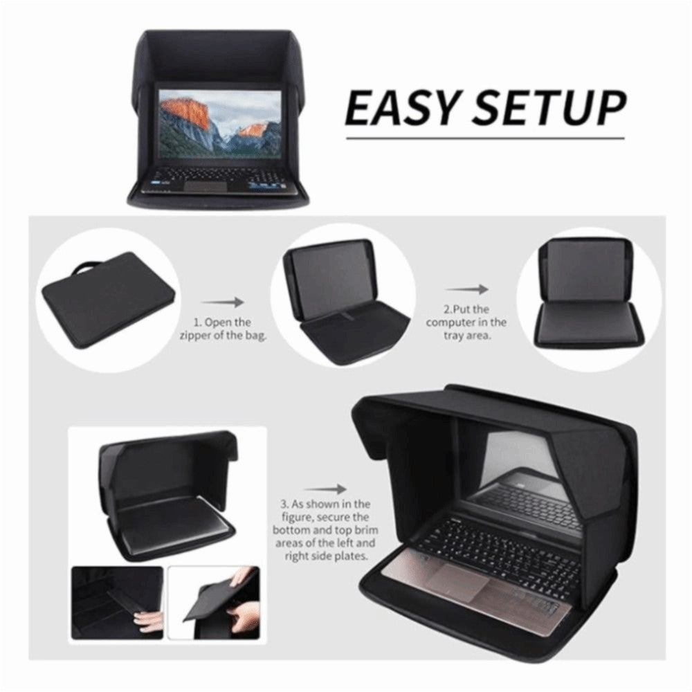 12-16inch Laptop Sun Shade Foldable Privacy Shield Cover  Working Outside