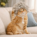 Curly Pet Wig Small Dog Cat Cosplay Headpiece Funny Dressing Hair Halloween Prop
