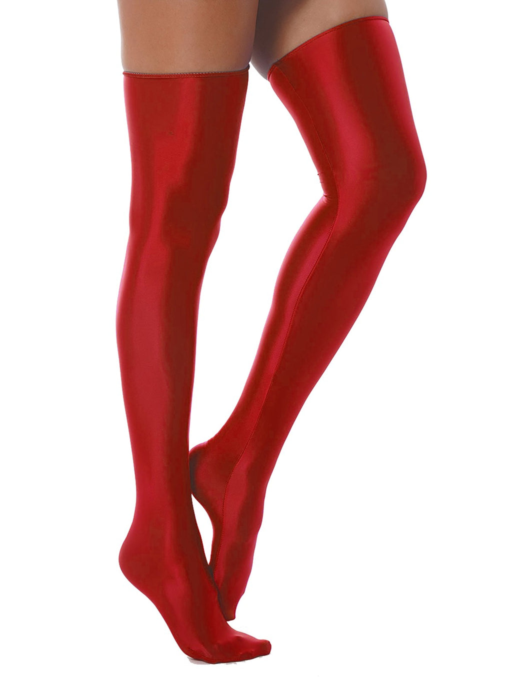 1 Pair Womens Oil Shiny Stockings Stretchy Footed Thigh High Stockings Lingerie