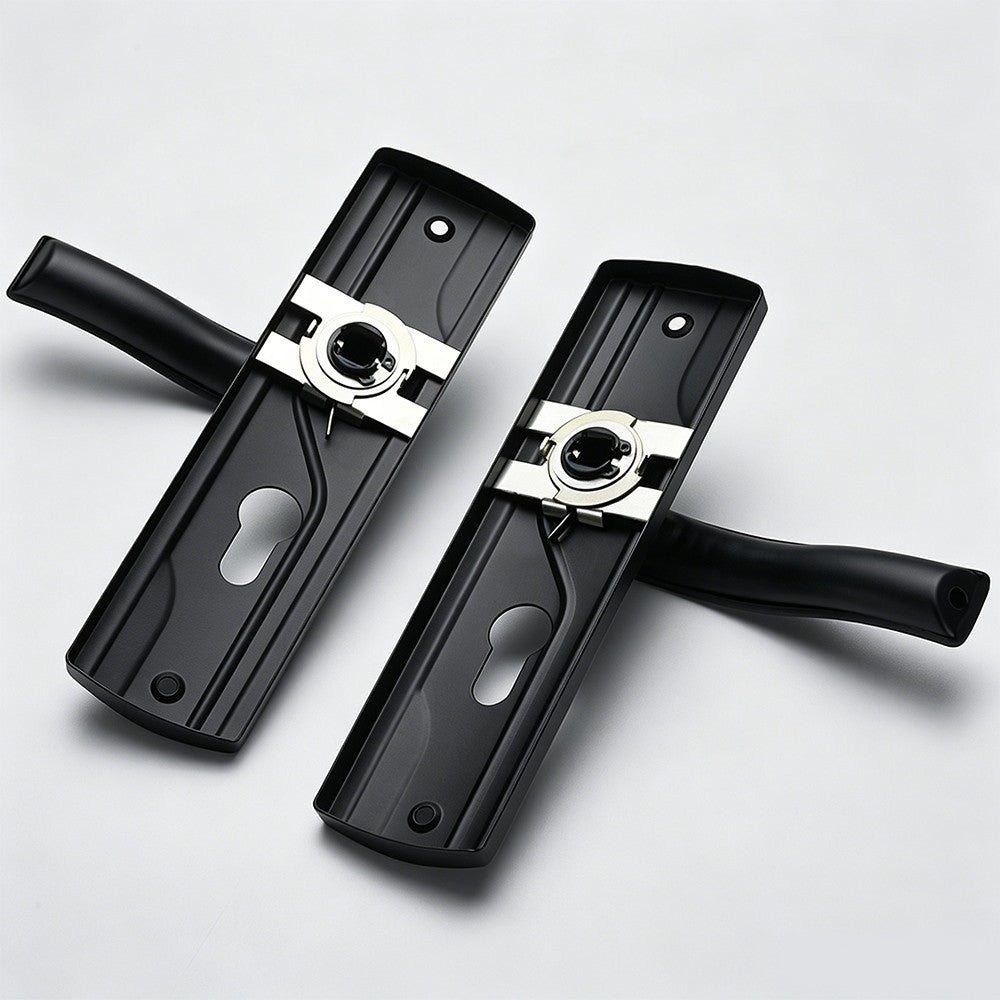 Lever Lock Set Lockable Door Handle Handles with 3 Keys Manganese Steel for Home
