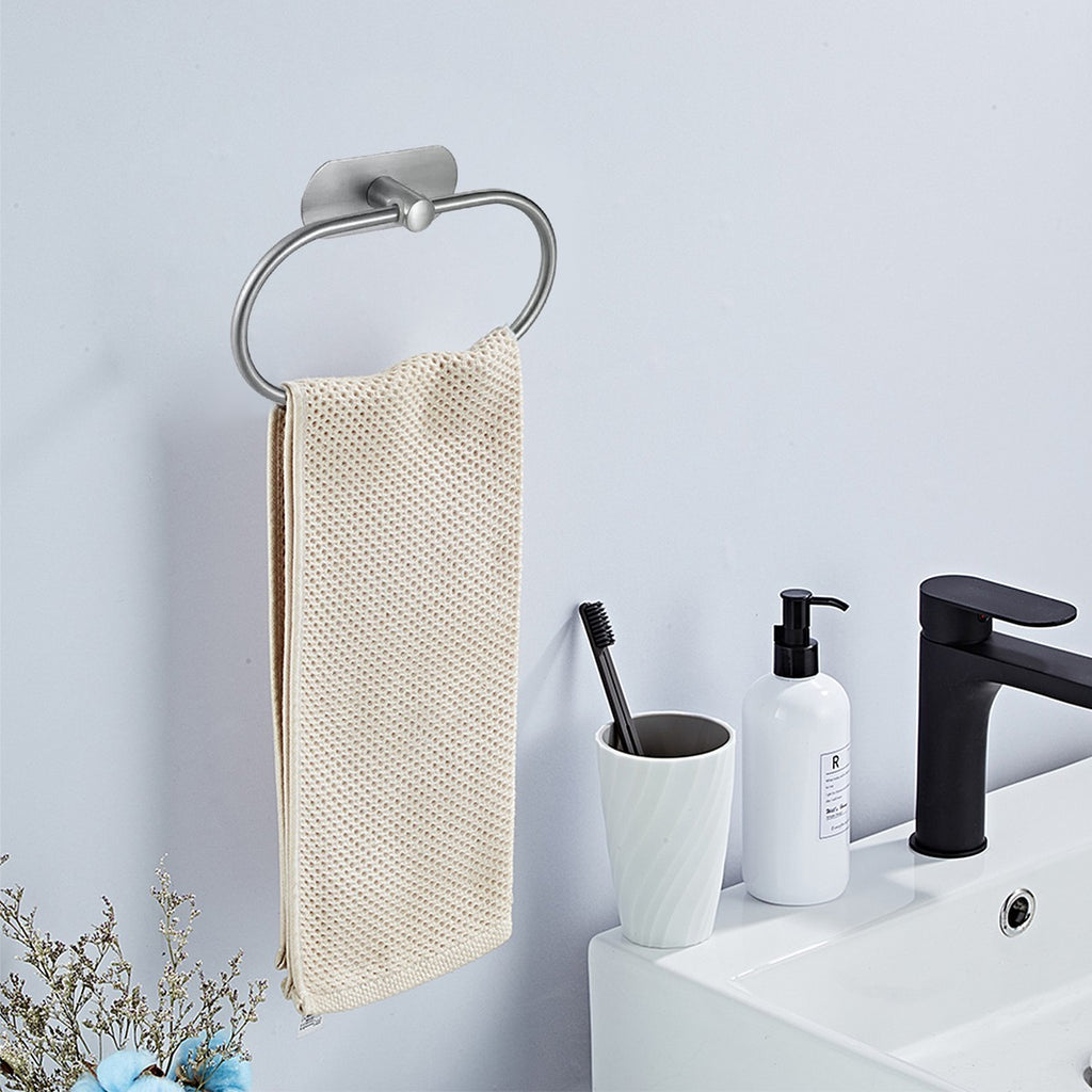 4Pcs Bathroom Accessories Kit Towel Rack Rail Bar Hook Toilet Paper Holder Set