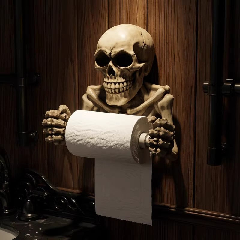 Skeleton Toilet Paper Holder with Keyhole Slot for Wall Mounting, Spooky Skull🔥