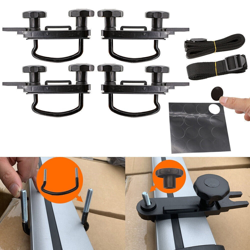 4PCS Stainless Universal Roof Box U-Bolt Clamps Car Van Mounting Fitting Kit UK